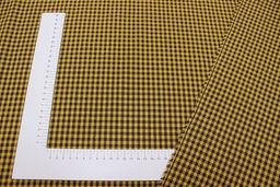 Пестрядь Клетка (4*4 мм) цв.горчичный/коричневый, ш.1.46м, хлопок-100%, 130гр/м.кв - Купава фото 4
