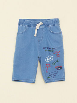 Beli Lastikli Bask?l? Erkek Bebek Jean ?ort