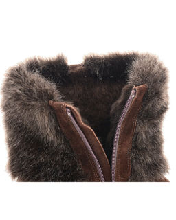 Унты женские на литой подошве. Коричн., Мех "норка" коричн. Короткие. Молния