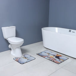 Коврики для ванной и туалета Доляна Ракушки, 2 шт: 40?45 см, 45?75 см  фото 6