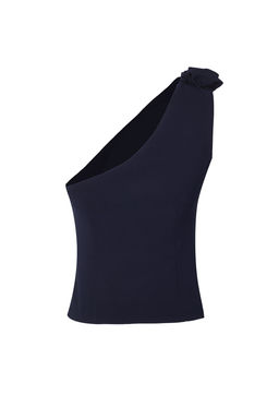TRENDYOLMILLA Limited Edition Koyu Lacivert Fitted Tek Omuz Gullu Crop Dokuma Yelek TWOSS24YE00038  фото 9