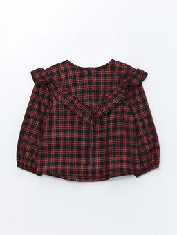 Uzun Kollu K?z Bebek Ekose G?mlek