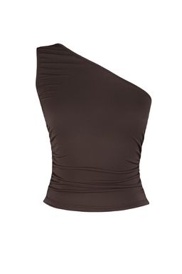 Kahverengi Buzgu Detayl? Fitted/Vucuda Oturan Tek Omuz Esnek Orme Bluz TWOSS21BZ0590