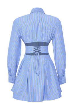 TRENDYOLMILLA Siyah Korse Detayl? Poplin K?sa Elbise TPRAW25EL00108 фото 7