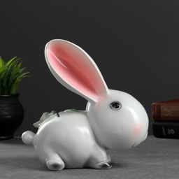 Копилка для денег Зайка с цветами, гипс, серая, 20?20?10 см - Хорошие сувениры фото 6