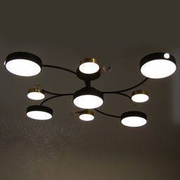 Люстра «Терра» 9хLED 168 Вт 3000-6000К черно-золотой 80×80×21 см BayerLux