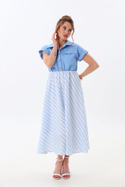 Платье NIKVA н969-2 голубой+бело-голубая полоска