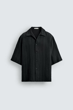 CAMISA BOXY FIT JACQUARD RAYAS / Negro - Zara фото 7