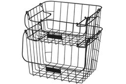 Набор 2 корзин 29,5*22*13 см + 31,5*22*21 см  Черный с ручками, металл - Elan gallery фото 4
