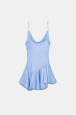 SHORT SATIN DRESS WITH ASYMMETRIC HEM - Zara фото 11