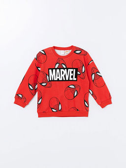 Bisiklet Yaka Spiderman Bask?l? Erkek Bebek Sweatshirt