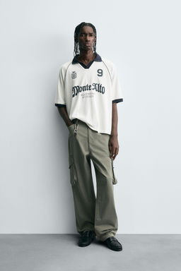 RETRO FOOTBALL PRINT POLO SHIRT