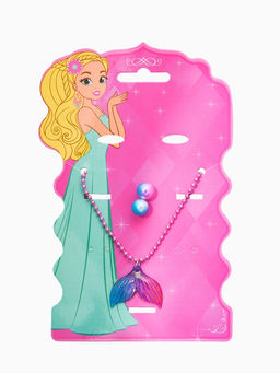 Цена за 2 шт. Набор детских украшений "Выбражулька" русалка, 2 предмета: кулон, пусеты, разноцветный