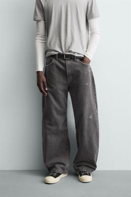 PANTAL?N BARREL FIT LAVADO / Gris oscuro - Zara фото 2