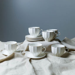 Чайный набор 12 предметов 220 мл А / TC82-12G 220 /уп 8/ Грани костяной фарфор - Галеонтрейд фото 6
