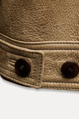 100% LEATHER DOUBLE-FACED SHORT COAT - Zara фото 12
