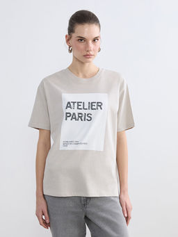 Paris Bask?l? Oversize Kad?n Ti??rt