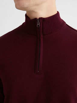 Fermuarl? Dik Yaka Erkek Triko Kazak