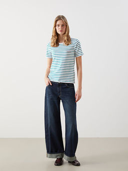 Bisiklet Yaka ?izgili Kad?n Ti??rt