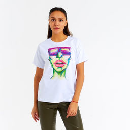 Футболка женская MINAKU Girl, белая, размер 50