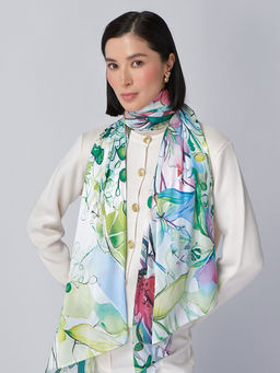 Большой, мягкий, тонкий и очень нежный двусторонний палантин с рисунком