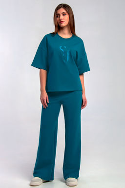 Арт. 2365 Костюм с брюками женский 44-50 (4 шт) Цвет:верх-изумрудный,низ-изумрудный