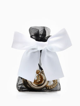 Цена за 50 шт. Мешочек подарочный «Бант органза», 7×9 см, черно-белый