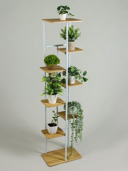 Подставка для цветов Greengo, 8 полок, 36×23×136 см, напольная, каркас металл, полки МДФ, белая