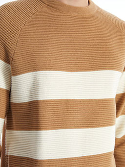 Bisiklet Yaka Uzun Kollu ?izgili Erkek Triko Kazak