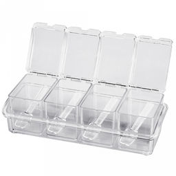 Контейнер для специй пластмассовый Desco 23,5х7,5х9,5см, набор 4шт в лотке, прозрачные крышки, с ложками, Regent (Китай) - Домашняя мода фото 2