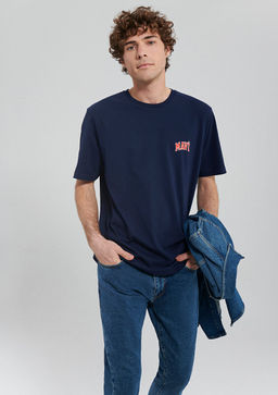 Mavi Logo Bask?l? Lacivert Ti??rt