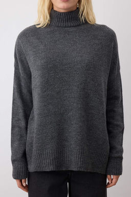 Antrasit Genis Kal?p Yumusak Dokulu Triko Kazak TWOAW23KZ00469 - Trendyolmilla фото 3