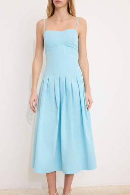 Ac?k Mavi Duz Midi Dokuma Elbise TWOSS26EL00090