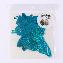 Цена за 4 шт. Топпер для торта «Бабочки», набор 12 шт., голография, голубой