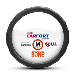 Оплетка руля CarFort CS4162, размер М (38-39 см), экокожа, рельефные рёбра, чёрная