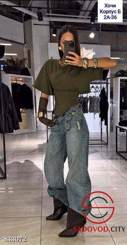 Футболка с корсетом однотонная - Bruno фото 2