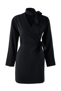 Siyah Duz K?sa / Mini Dokuma Elbise TWOAW26EL00291 - Trendyolmilla фото 5