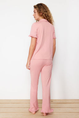 Trendyolmilla Mint %100 Pamuklu F?rf?r Detayl? Orme Pijama Tak?m? THMSS24PT00223 фото 42