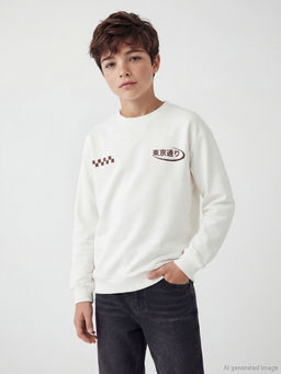 Bask?l? Erkek ?ocuk Sweatshirt