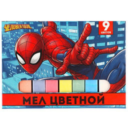 Цена за 5 шт. Мелки цветные школьные 9 шт. «Человек-паук»