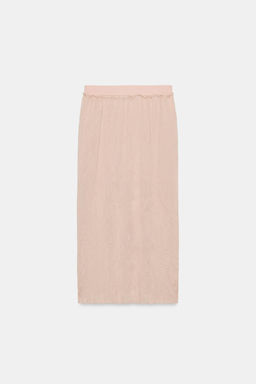 FALDA MIDI PUNTO EFECTO ARRUGADO / rosa claro - Zara фото 9