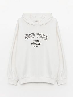 Bask?l? Uzun Kollu K?z ?ocuk Hoodie