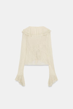 TOP ENCAJE BRILLO VOLANTES / Crudo - Zara фото 6