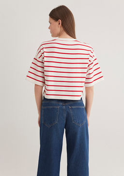 Mavi Logo Bask?l? K?rm?z? Cizgili Crop Tisort  фото 5