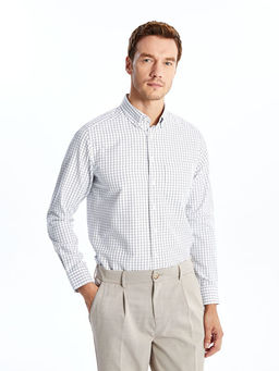 Regular Fit Uzun Kollu Ekose Gabardin Erkek G?mlek