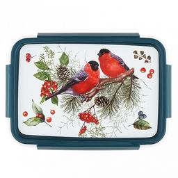 Контейнер для продуктов пластмассовый "Снегири" 0,75л, 16,5х11,6х6,5см, прямоугольный, подходит для СВЧ (Россия)