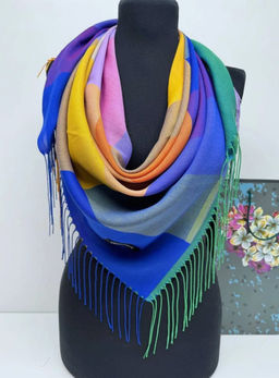 K13583 Палантин 100/100 хлопок СИНИЙ