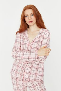 Trendyolmilla Bej %100 Pamuklu Ekoseli Orme Pijama Tak?m? THMAW20PT0266  фото 22