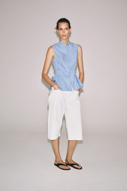CAMISA PEPLUM RAYAS / Azul / Blanco - Zara фото 4