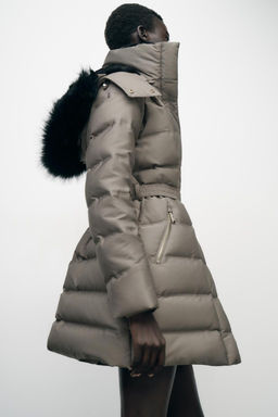 WATER AND WIND PROTECTION HOODED BELTED PUFFER JACKET - Zara фото 4
